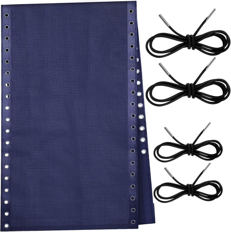 Queekay Chair Replacement Fabric with 4 Bungee Cord Lounge Chair Cloth Mesh Repair Kit for Patio Recliner Outdoor Lawn Pool(63 x 21 Inch,Blue) - Image 1